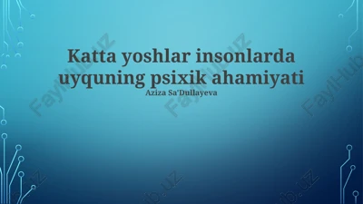 uyquning psixik ahamiyati — PPTX