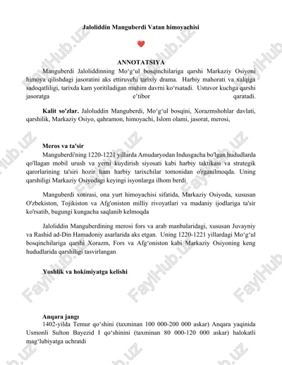 jaloliddin manguberdi vatan himoyachisi — DOCX