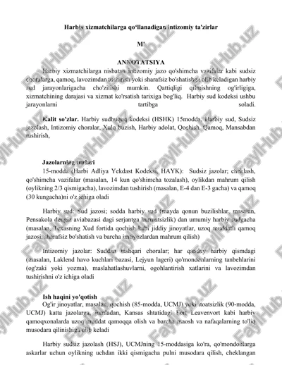 harbiy xizmatchilarga intizomiy ta'zirlar — DOCX