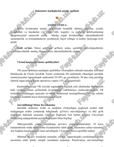indemotor mashqlarini amaliy egallash — DOCX