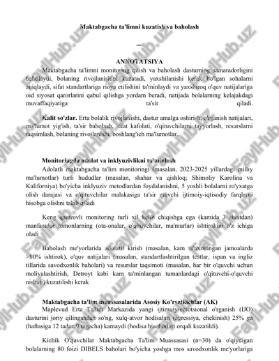 maktabgacha ta'limni kuzatish va baholash — DOCX