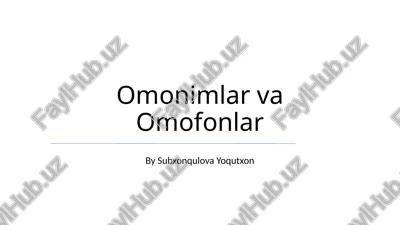 omonimlar va omofonlar — PPTX