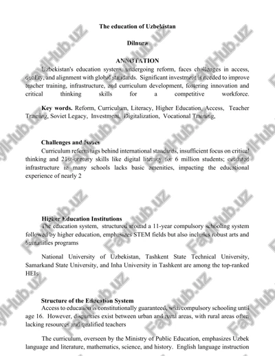 the education of uzbekistan — DOCX