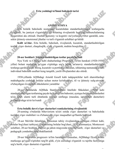 erta bolalik baholashi — DOCX