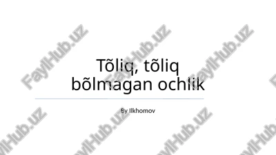 oziq-ovqat chiqindilari va ochlik — PPTX