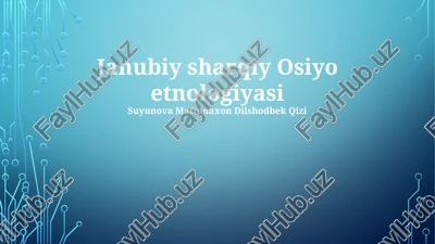 janubiy sharqiy osiyo etnologiyasi — PPTX