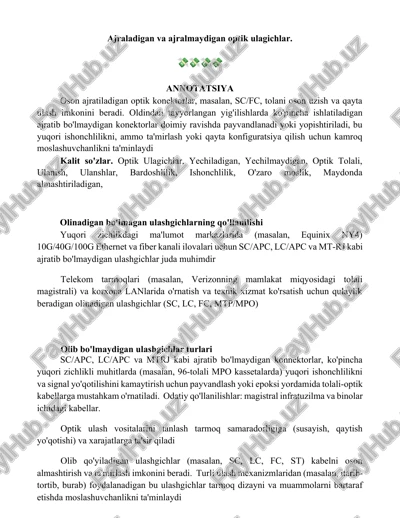 optik ulagichlar — DOCX