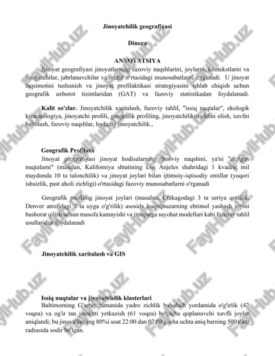 jinoyatchilik geografiyasi — DOCX