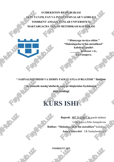 drammatik mashg‘ulotlarda xalq qo‘shiqlaridan foydalanish. — DOCX