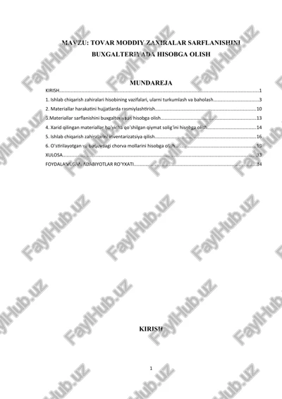 tovar moddiy zahiralar hisobi — DOCX