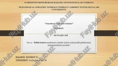 scikit-learn platformasi — PPTX