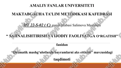 dramatik mashgʻulotlarda bayramlarni aks ettirish. — PPTX