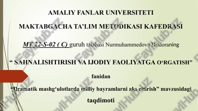 dramatik mashgʻulotlarda milliy bayramlarni aks ettirish. — PPTX