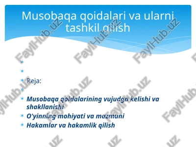 musobaqa qoidalari va ularni tashkil qilish — PPTX
