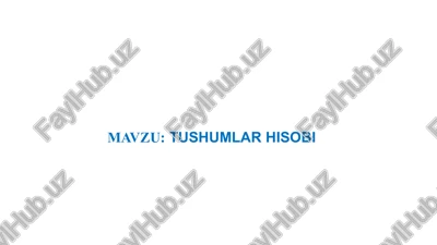 tushumlar hisobi — PPTX