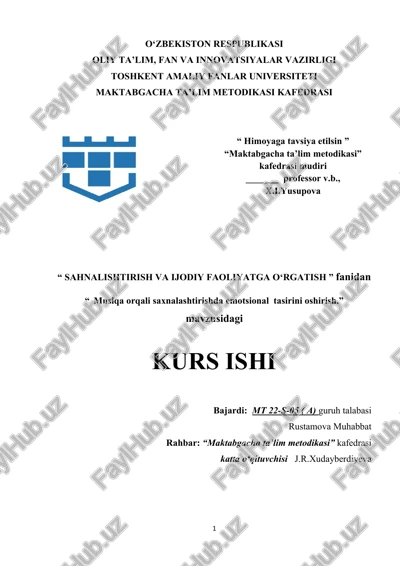 musiqa orqali saxnalashtirishda emotsional tasirini oshirish — DOCX