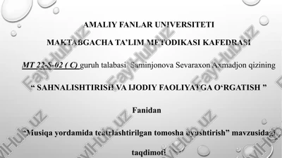 musiqa yordamida teatrlashtirilgan tomosha uyushtirish — PPTX