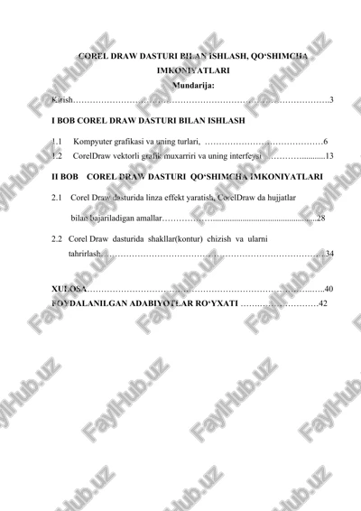 corel draw dasturi bilan ishlash, qo‘shimcha imkoniyatlari — DOCX
