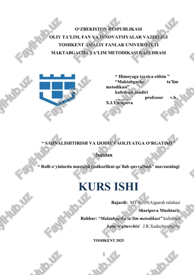 rolli o`yinlarda mustaqil ijodkorlikni qo`llab quvvatlash — DOCX