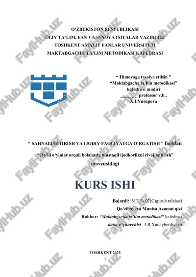 roʻlli oʻyinlar orqali bolalarda mustaqil ijodkorlikni rivojlantirish — DOCX