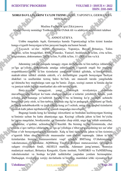 xorijiy davlarlarning talim tizimi — PDF