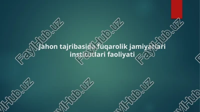 jahon tajribasida fuqarolik jamiyatlari institutlari faoliyati — PPTX