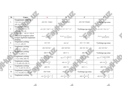 differensial tenglama uchun tuzilgan algebraik tenglamani aniqlang — DOCX
