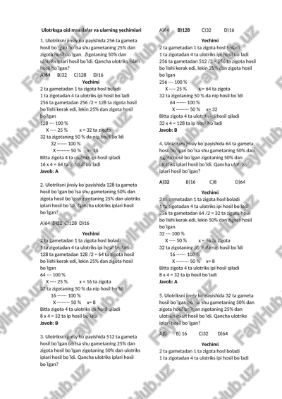 ulotrksga oid masalalar va ularning yechimlari — DOCX