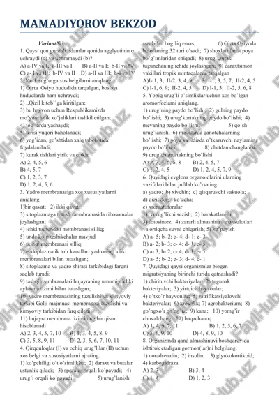 yadro membranasiga xos xususiyatlarni aniqlang — DOCX