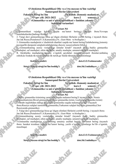 gimnastika va uni o’qitish metodikasi — DOCX