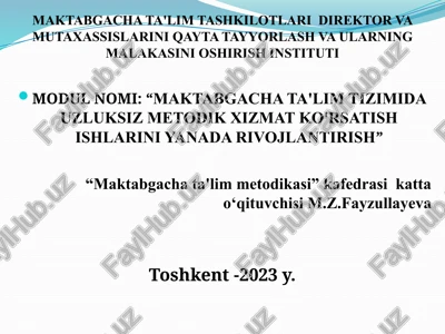 maktabgachata'lim tashkilotlari direktor va mutaxassislarini qayta tayyorlash va ularning malakasini oshirish instituti — PPTX