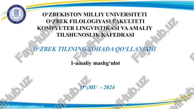 o‘zbek tilining sohada qo‘llanishi — PPTX