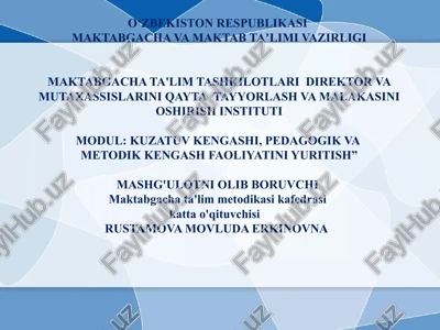 maktabgacha ta'lim tashkilotining yillik ish rejasi — PPTX