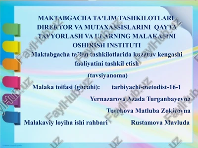maktabgacha ta'lim metodikasi — PPTX