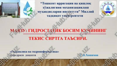 gidravlikava hidroinformatika — PPTX