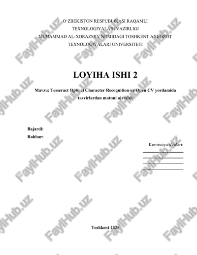 tesseract optical character recognition va open cv yordamida tasvirlardan matnni ajratish — DOCX