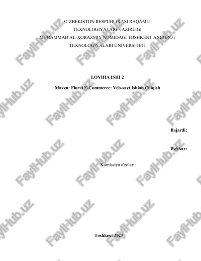 floral e-commerce: veb-sayt ishlab chiqish — DOCX