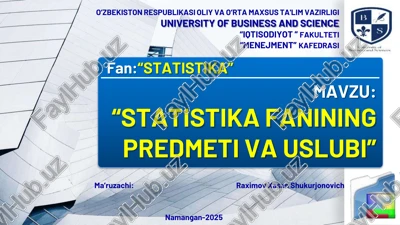 statistika fanining predmeti va uslubi — PDF