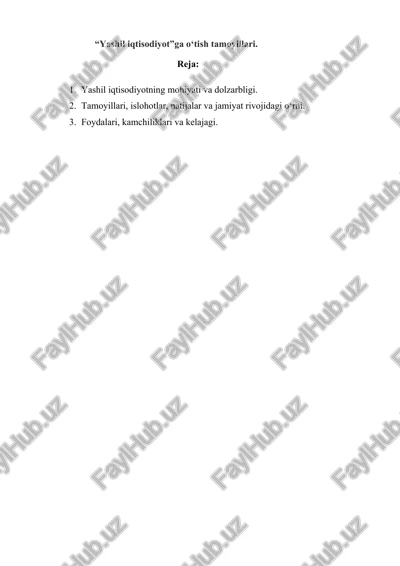 yashil iqtisodiyot — DOCX