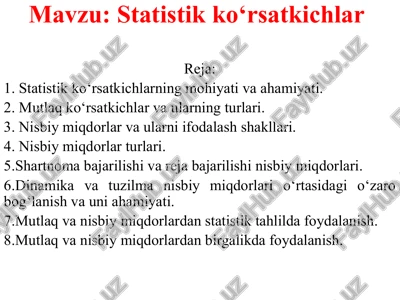 statistik ko‘rsatkichlar — PPTX