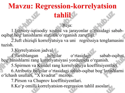 regression-korrelyatsion tahlil — PPTX