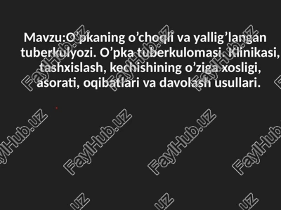 o’pkaning o’choqli va yallig’langan tuberkulyozi. o’pka tuberkulomasi. — PPTX