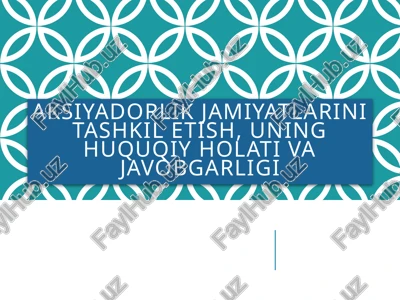 tadbirkorlik subyektlarini tashkil etish, uning huquqiy holati va javobgarligi — PPTX