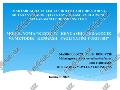 "maktabgacha taʼlim tashkilotlari direktor va mutaxassislarini qayta tayyorlash va ularning malakasini oshirish instituti" — PPTX