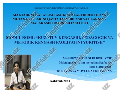 mavzu. davlat maktabgacha ta'lim tashkiloti pedagog xodimlari uchun uslubiy birlashmalar tashkiletish — PPTX