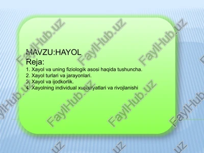 xayol va uning fiziologik asoslari — PPTX