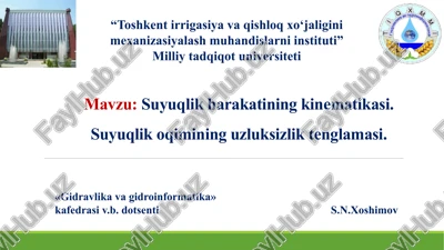 "gidravlika va gidroinformatika" — PPTX