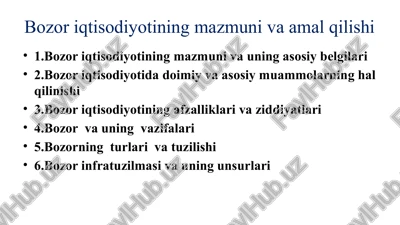 bozoriqtisodiyotining mazmuni va amaliy qilishi — PPTX