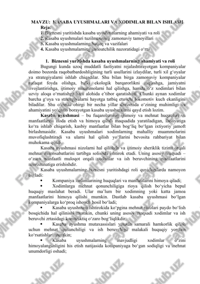 kasaba uyushmalari va xodimlar bilan ishlash — DOCX