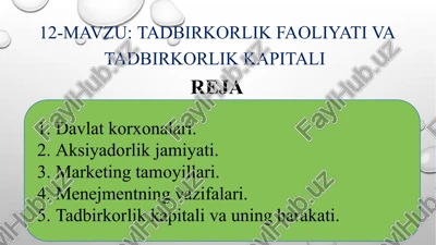 tadbirkorlikfaoliyati va tadbirkorlik kapitali — PPTX